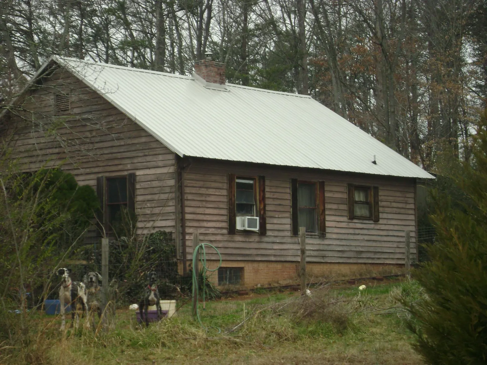 White metal roof on an old wood sided farmhouse, from a Asphalt Shingle Roof Repair job in Reinbeck